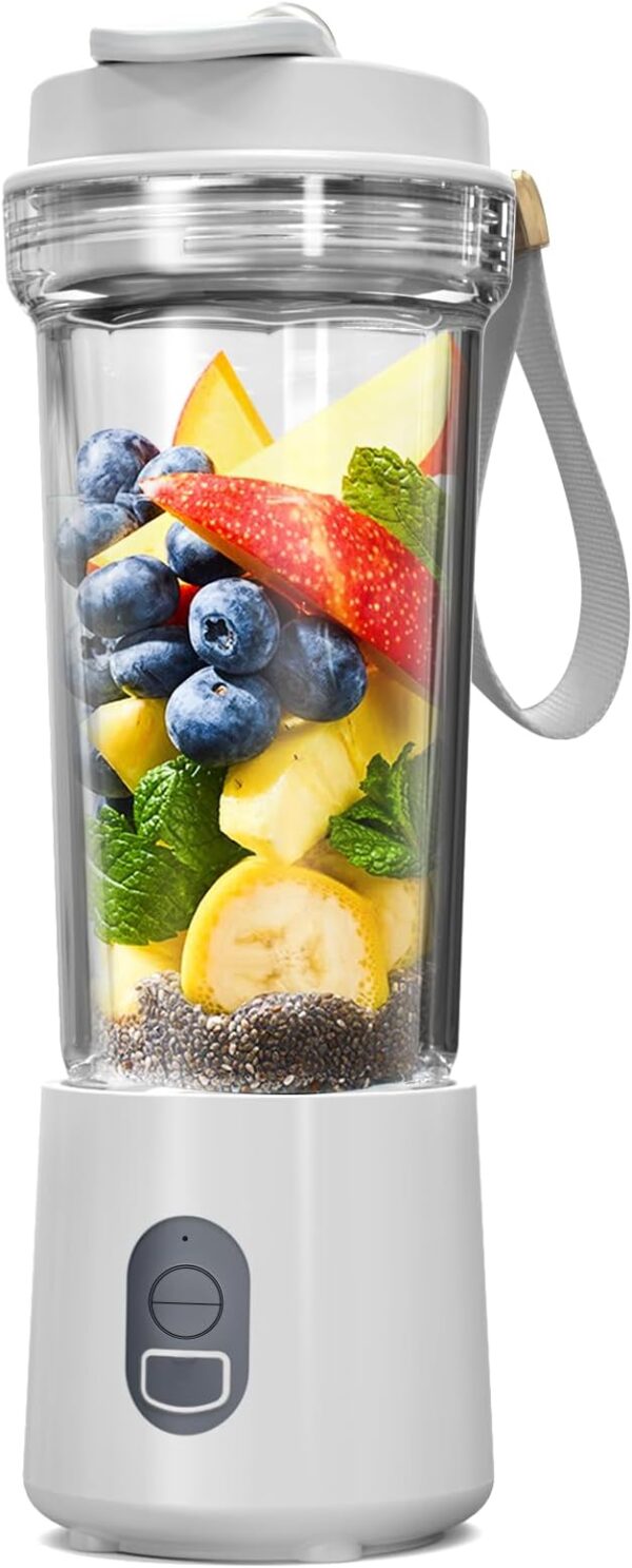Portable Blender for Smoothies and Shakes, Mini Personal Juicer Machine for Travel, 16.9 oz, 40 Seconds Auto Shutoff, 3 Seconds No-Load Protection, Suitable for Most Vegetables and Fruits