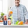 Portable Personal Blender for Shakes & Smoothies, 400ml/14oz Portable Blender with 2 Cups, High-Speed Mixer for Juices Ice Crushing, Compact Kitchen Blenders with Powerful Motor, Easy Clean (Blue)