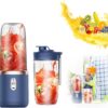 Portable Personal Blender for Shakes & Smoothies, 400ml/14oz Portable Blender with 2 Cups, High-Speed Mixer for Juices Ice Crushing, Compact Kitchen Blenders with Powerful Motor, Easy Clean (Blue)