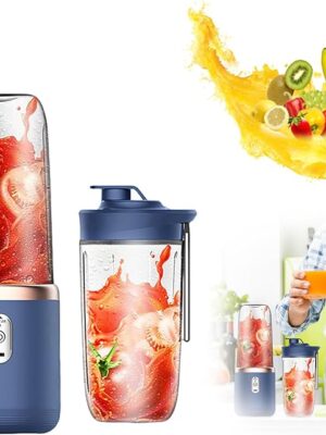 Portable Personal Blender for Shakes & Smoothies, 400ml/14oz Portable Blender with 2 Cups, High-Speed Mixer for Juices Ice Crushing, Compact Kitchen Blenders with Powerful Motor, Easy Clean (Blue)